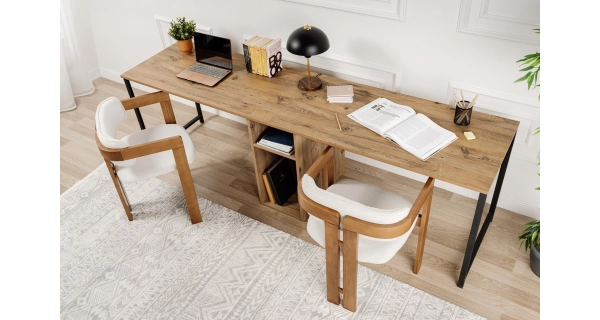 Psací stůl NALVER, atlantská borovice/černá