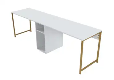 Psací stůl NALVER, bílá/zlatá