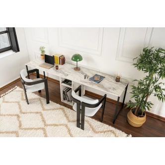 Psací stůl NALVER, mramor/černá