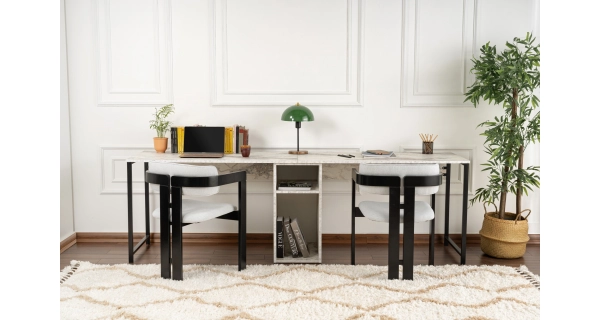 Psací stůl NALVER, mramor/černá