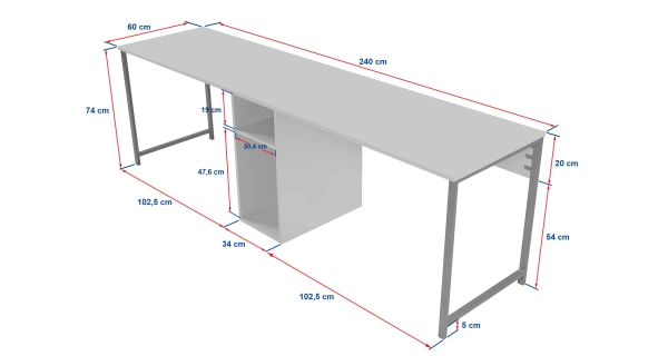 Psací stůl NALVER, mramor/černá