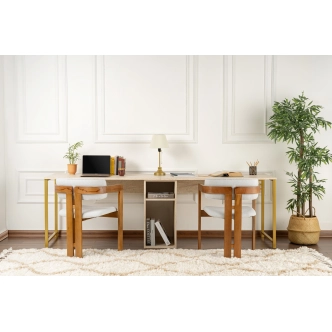 Psací stůl NALVER, travertin/zlatá