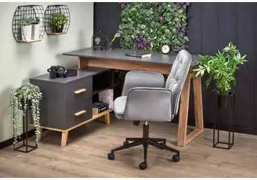 Psací stůl NIGHT XL, levý, antracit/dub wotan