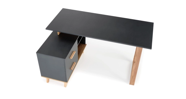 Psací stůl NIGHT XL, levý, antracit/dub wotan