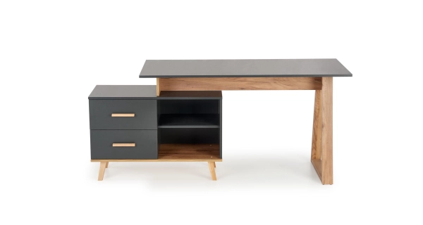 Psací stůl NIGHT XL, levý, antracit/dub wotan