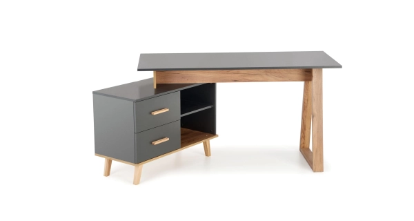 Psací stůl NIGHT XL, levý, antracit/dub wotan