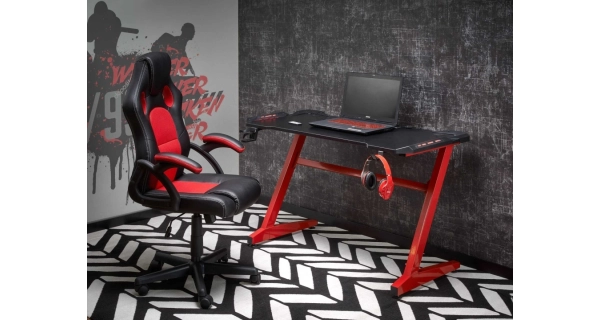 Psací stůl NOVAEN, černý/červený