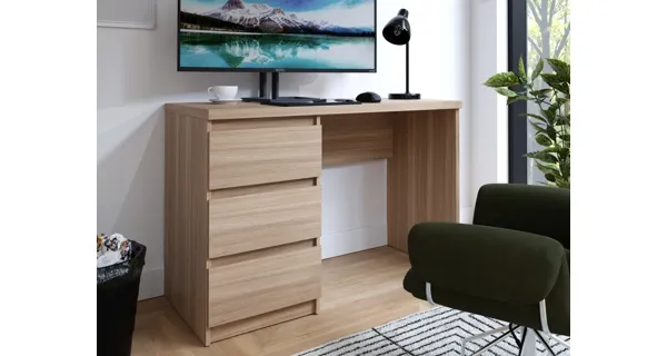 Psací stůl POLTRE se třemi šuplíky, dub ikonický DOPRODEJ