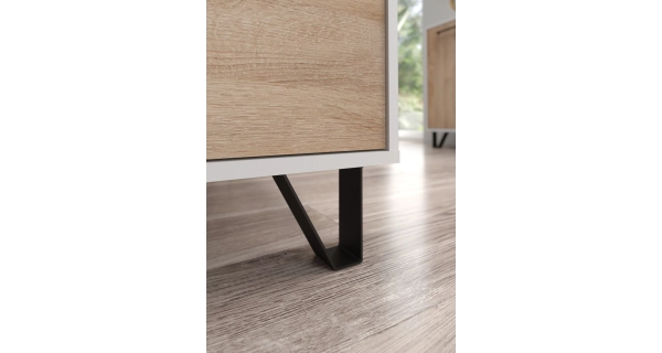 Psací stůl PRUDHOE, bílá/dub sonoma, 5 let záruka