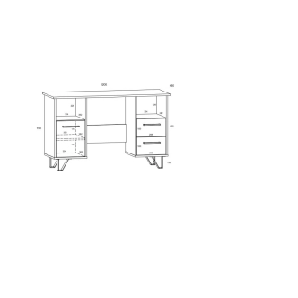 Psací stůl PRUDHOE, černá/bílý lesk, 5 let záruka