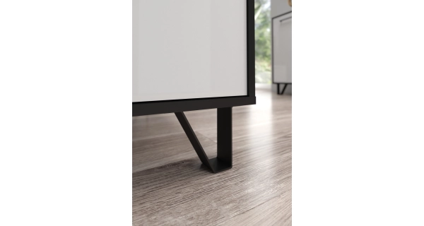 Psací stůl PRUDHOE, černá/bílý lesk, 5 let záruka