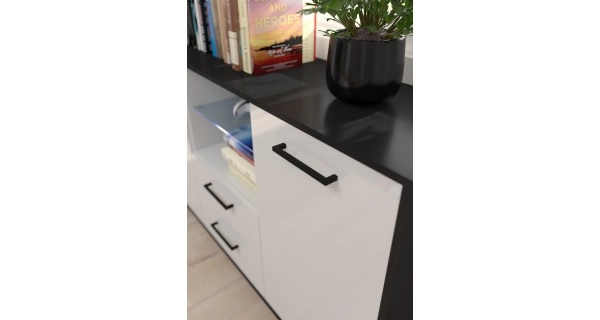 Psací stůl PRUDHOE, černá/bílý lesk, 5 let záruka