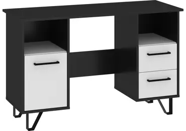 Psací stůl PRUDHOE, černá/bílý lesk
