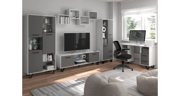 Psací stůl PRUDHOE, craft bílý/grafit, 5 let záruka