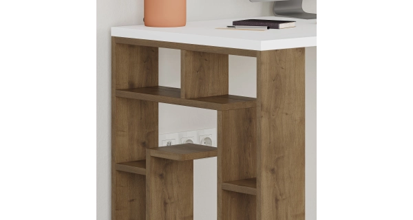 Psací stůl REMSAR, bílá/dub tmavý