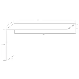 Psací stůl ROTHING, levý, bílá/bílý lesk