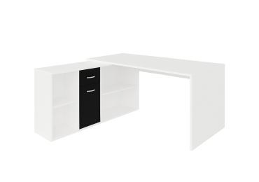 Psací stůl ROTHING, levý, bílá/černý lesk, 5 let záruka