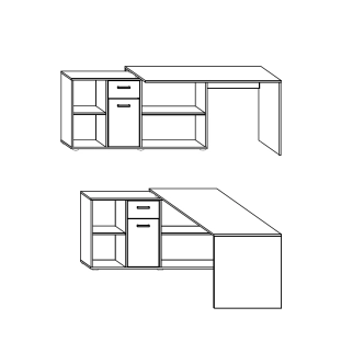 Psací stůl ROTHING, levý, bílá/černý lesk, 5 let záruka