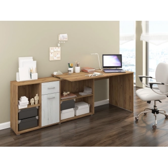 Psací stůl ROTHING, levý, craft zlatý/craft bílý, 5 let záruka