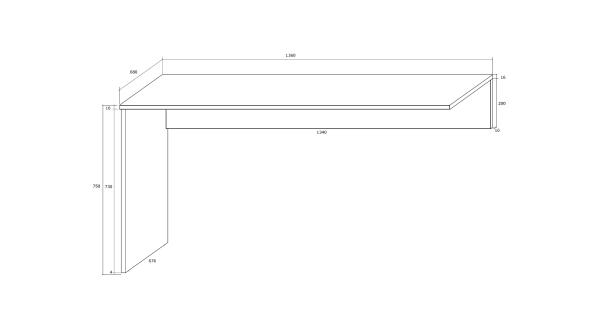 Psací stůl ROTHING, levý, craft zlatý/craft bílý, 5 let záruka