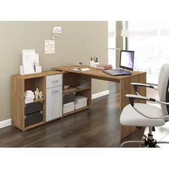 Psací stůl ROTHING, levý, craft zlatý/craft bílý