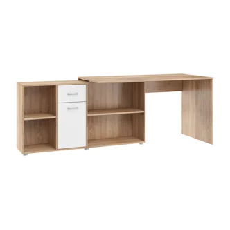 Psací stůl ROTHING, levý, dub sonoma/bílý lesk
