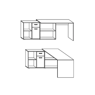 Psací stůl ROTHING, levý, dub sonoma/bílý lesk