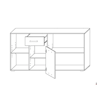 Psací stůl ROTHING, levý, dub sonoma/bílý lesk