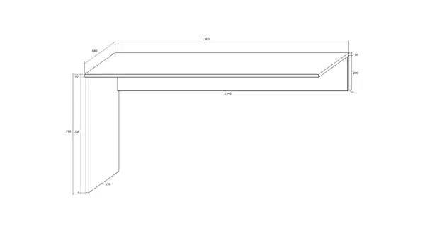 Psací stůl ROTHING, levý, dub sonoma/bílý lesk