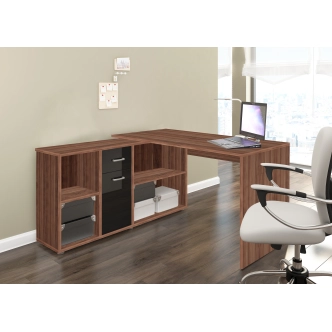 Psací stůl ROTHING, levý, švestka/černý lesk, 5 let záruka