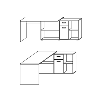 Psací stůl ROTHING, pravý, bílá/bílý lesk, 5 let záruka