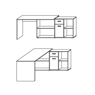 Psací stůl ROTHING, pravý, bílá/černý lesk, 5 let záruka