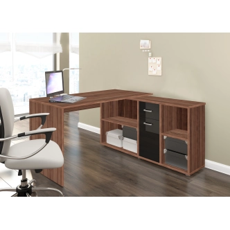 Psací stůl ROTHING, pravý, švestka/černý lesk, 5 let záruka