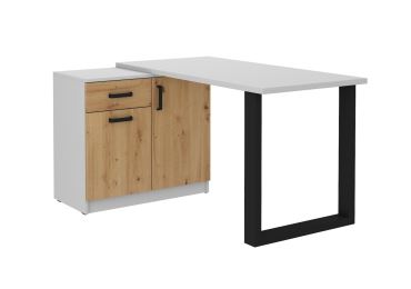 Psací stůl s komodou AGEPSTA typ 1, světle šedý/dub artisan