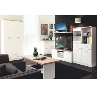 Psací stůl SANGIR , bílá/dub sonoma