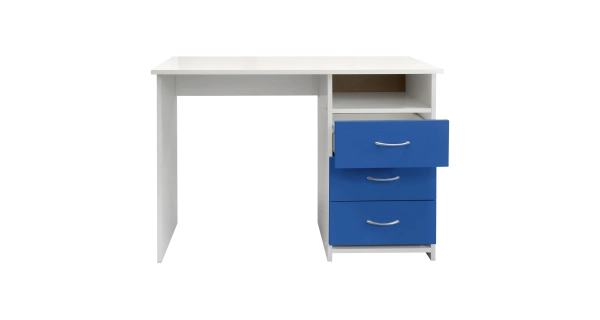 Psací stůl se šuplíky CASEN, bílá/modrá