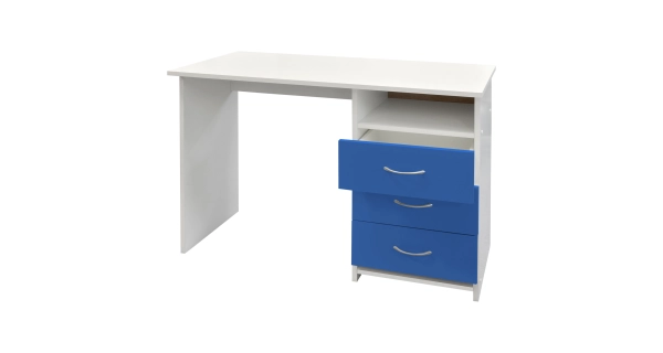 Psací stůl se šuplíky CASEN, bílá/modrá