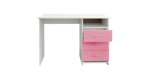 Psací stůl se šuplíky CASEN, bílá/růžová