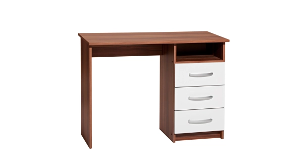 Psací stůl se šuplíky CASEN, ořech/bílá