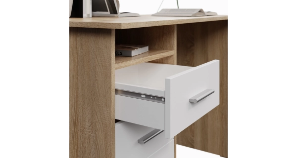Psací stůl se šuplíky NEJBY MILES, dub sonoma/bílá DOPRODEJ
