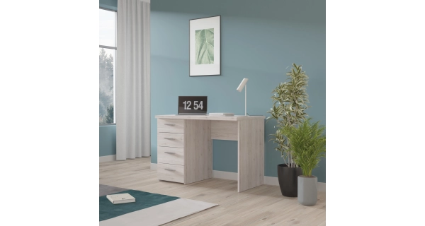 Psací stůl TEINN se čtyřmi šuplíky, dub pískový, 5 let záruka