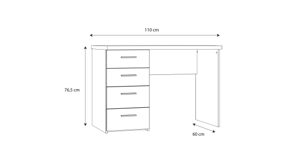 Psací stůl TEINN se čtyřmi šuplíky, dub pískový, 5 let záruka