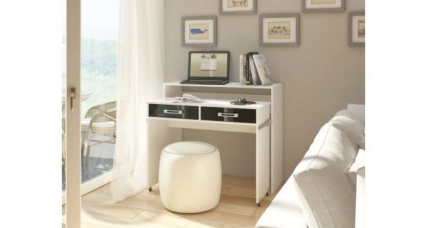 Psací stůl TRIODIA, bílá/černý lesk, 5 let záruka