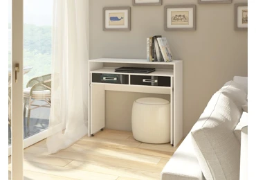 Psací stůl TRIODIA, bílá/černý lesk