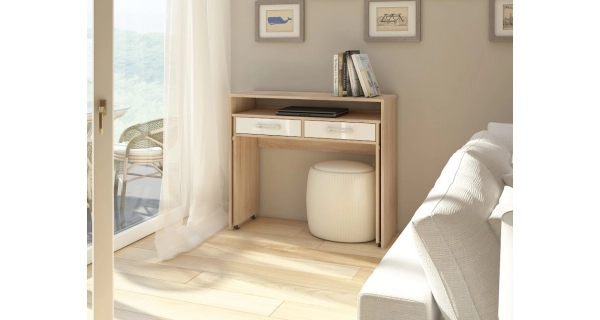 Psací stůl TRIODIA, dub sonoma/bílý lesk, 5 let záruka