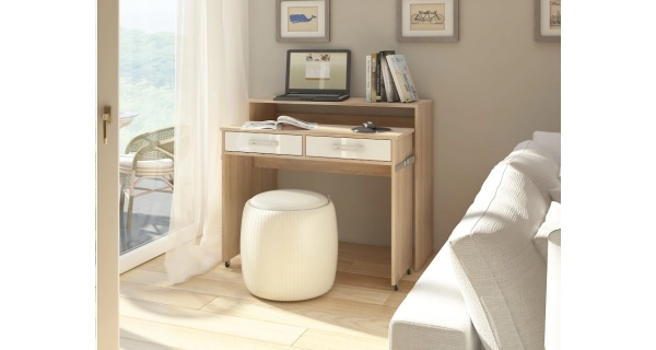 Psací stůl TRIODIA, dub sonoma/bílý lesk, 5 let záruka