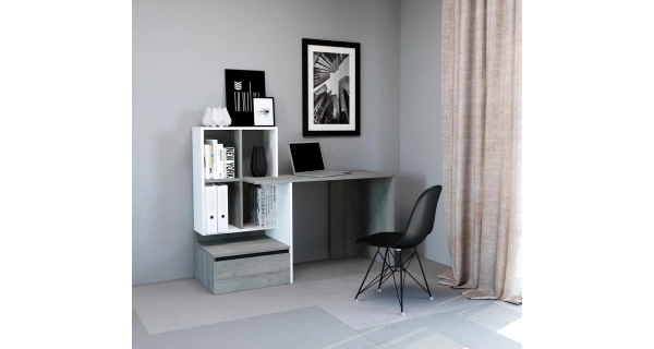 Psací stůl VILMA 2, beton/bílý mat