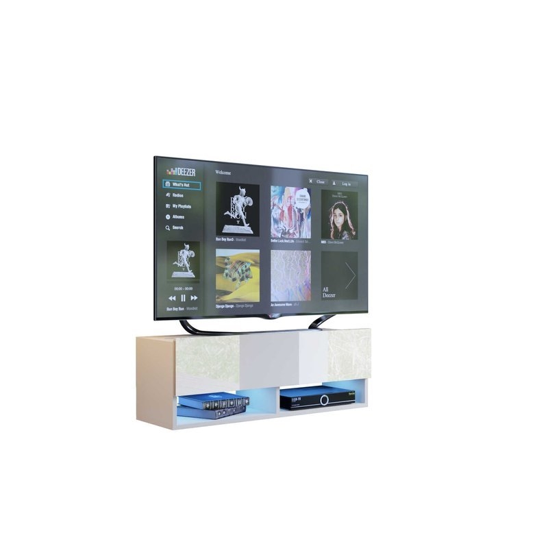 Závěsný televizní stolek ANTOFALLA 105, bílá/bílý lesk