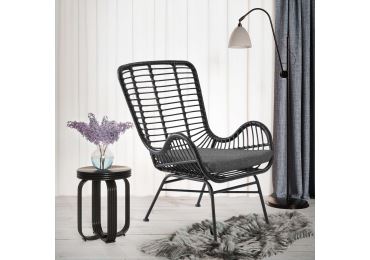 Ratanové křeslo GIRARD 2, černá/šedá