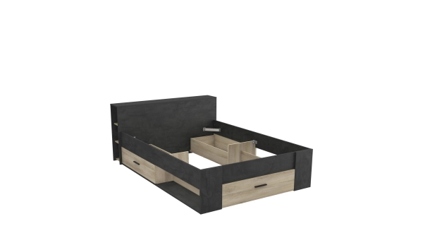 RAWAL postel 140 x 190 cm, dub kronberg/asfalt